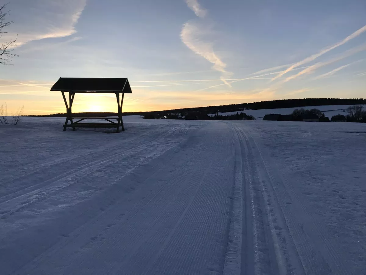 Sonnenloipe Nassau kurz vor Sonnenaufgang