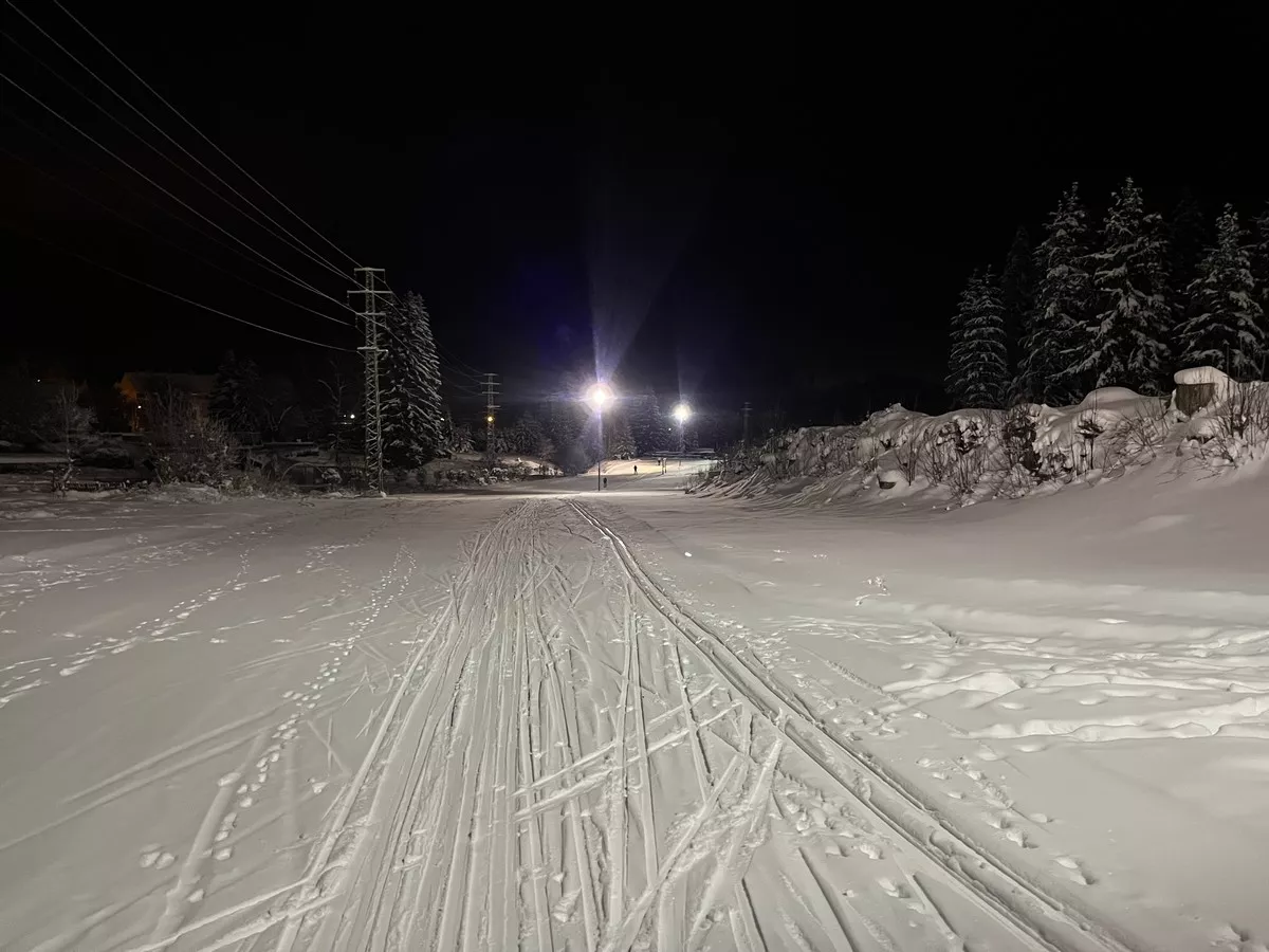 Nachtloipe bei Pernink im Erzgebirge