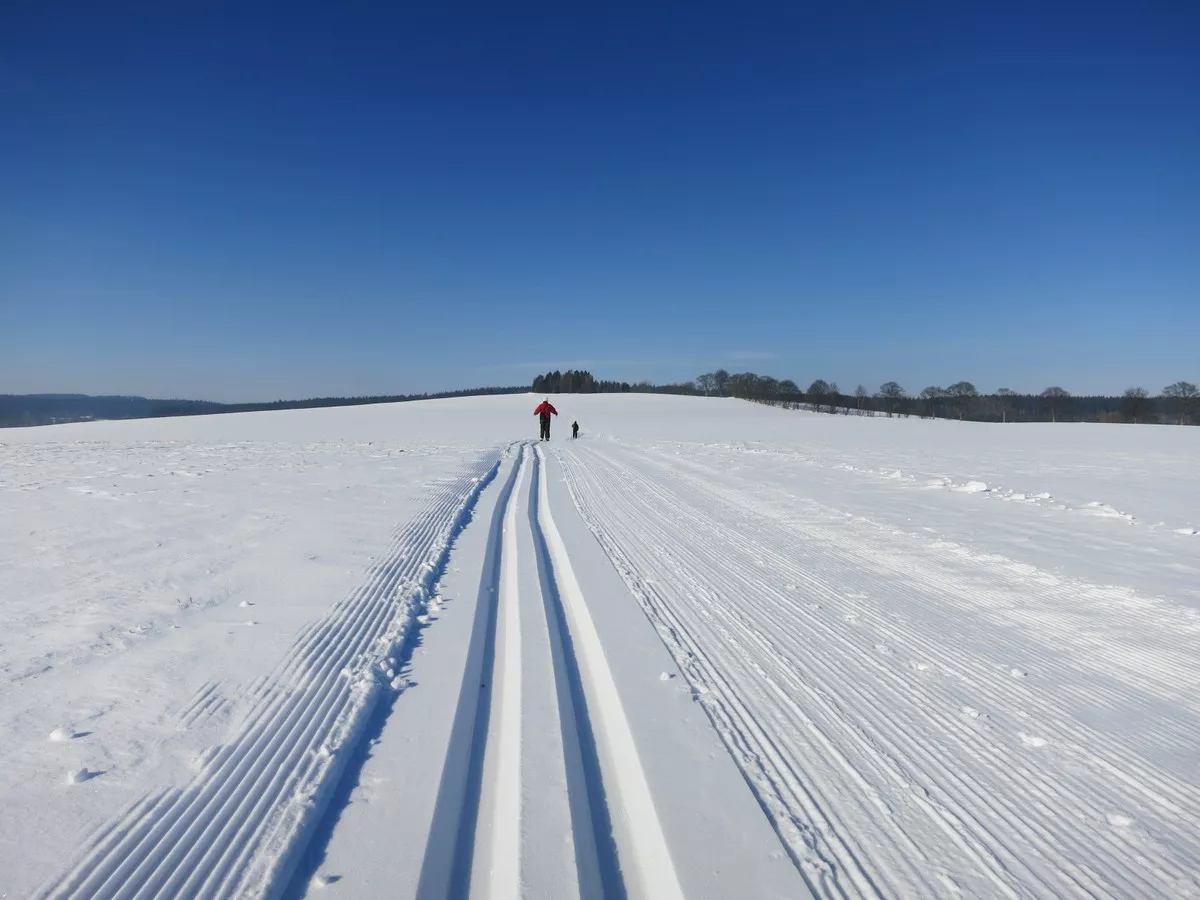 Loipe bei Schlettau auf dem Feld Richtung Kunzewald