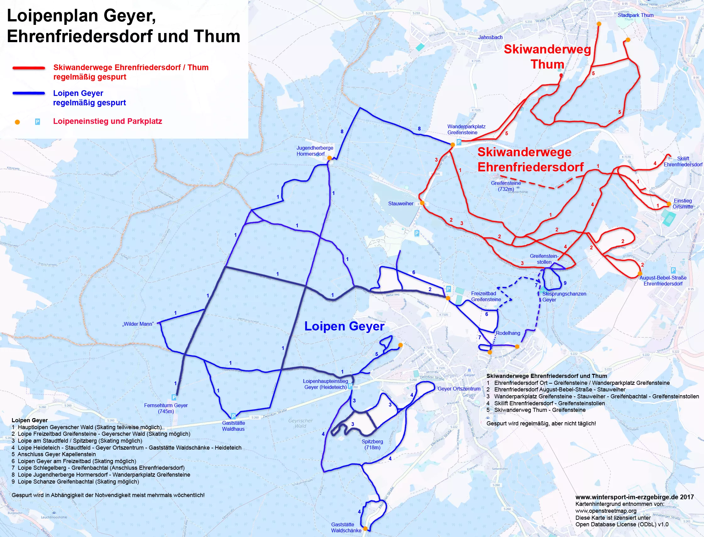 Loipenplan Geyer und Ehrenfriedersdorf