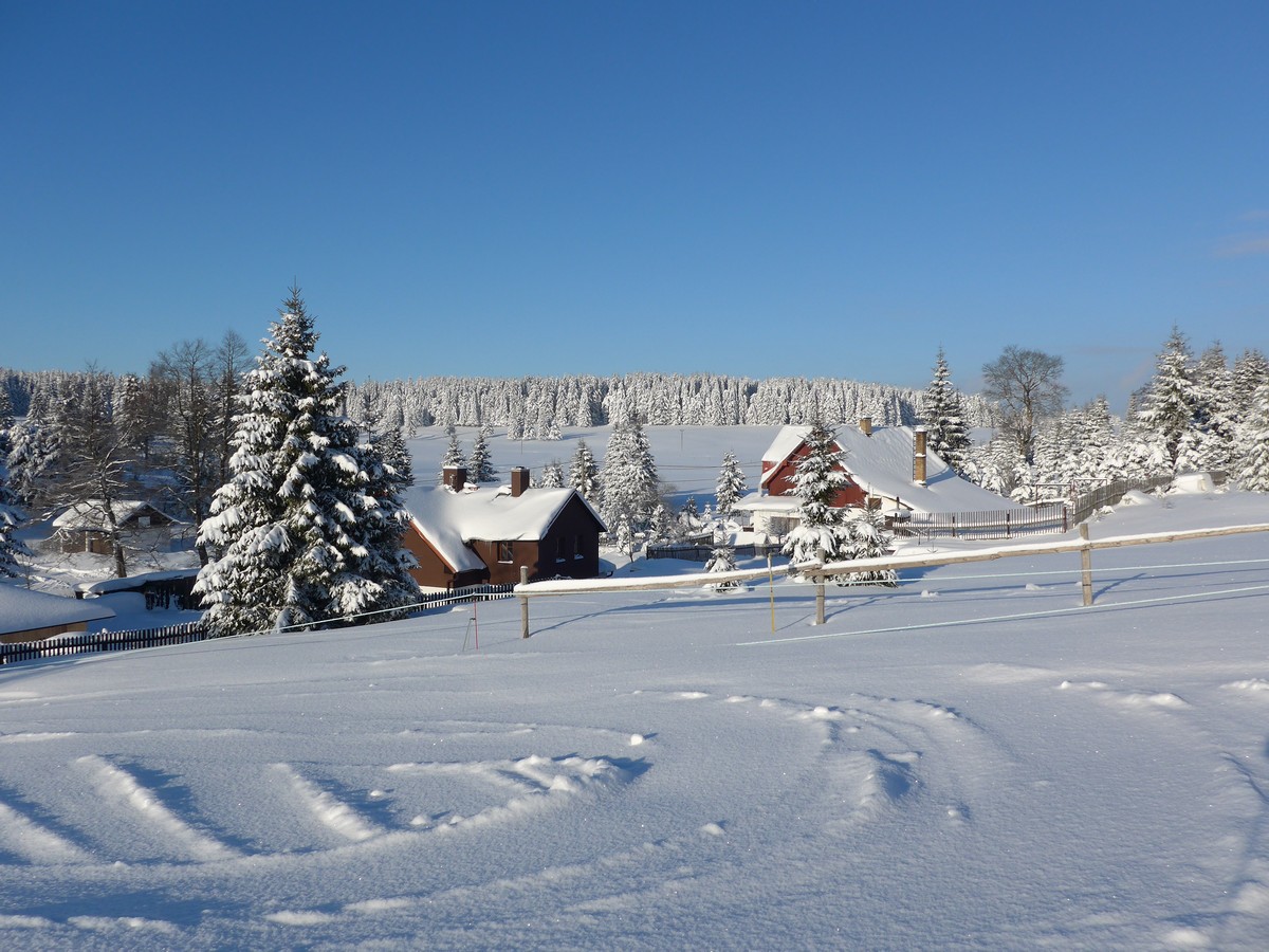 Winterlandschaft bei Prebuz nahe Pension Kovářská Bouda