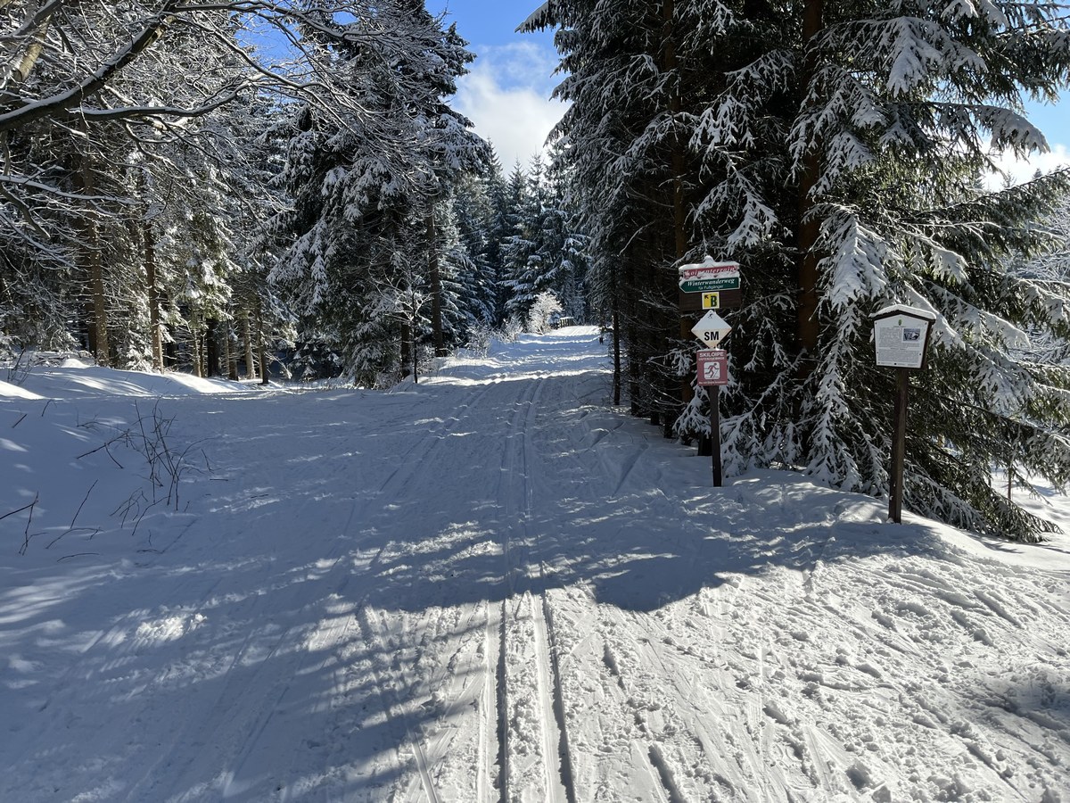 Osterzgebirgsloipe auf dem Bahndamm Richtung Neu-Rehefeld